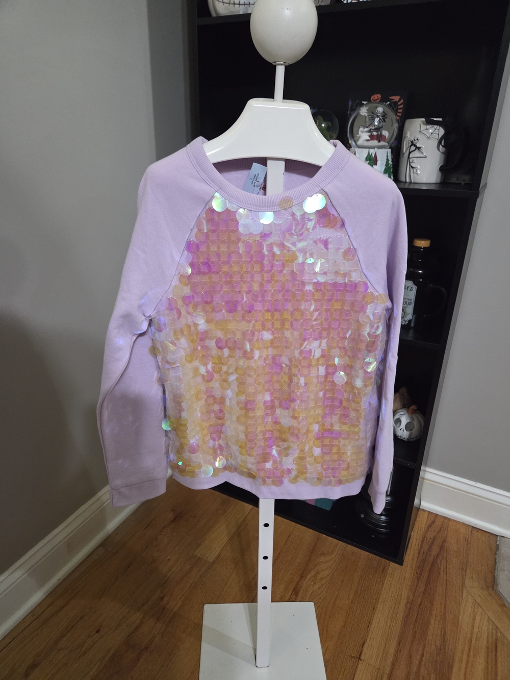 Cat & Jack Lavender Sequin Raglan Sweatshirt